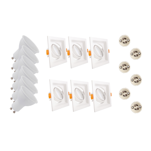 ZESTAW 6x OPRAWA + ŻARÓWKA LED 3W CIEPŁA + GU10