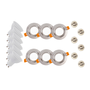 ZESTAW 6x OPRAWA + ŻARÓWKA LED 3W CIEPŁA + GU10