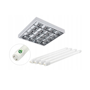 OPRAWA RASTROWA NATYNKOWA 60x60 MOC:4X9W + 4 ŚWIETLÓWKI 9W 60CM BARWA ZIMNA 6500K