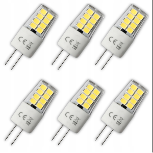Żarówka LED G4 3W Barwa Światła Ciepła 3000K AC/DC 12V 270lm 6 SZTUK